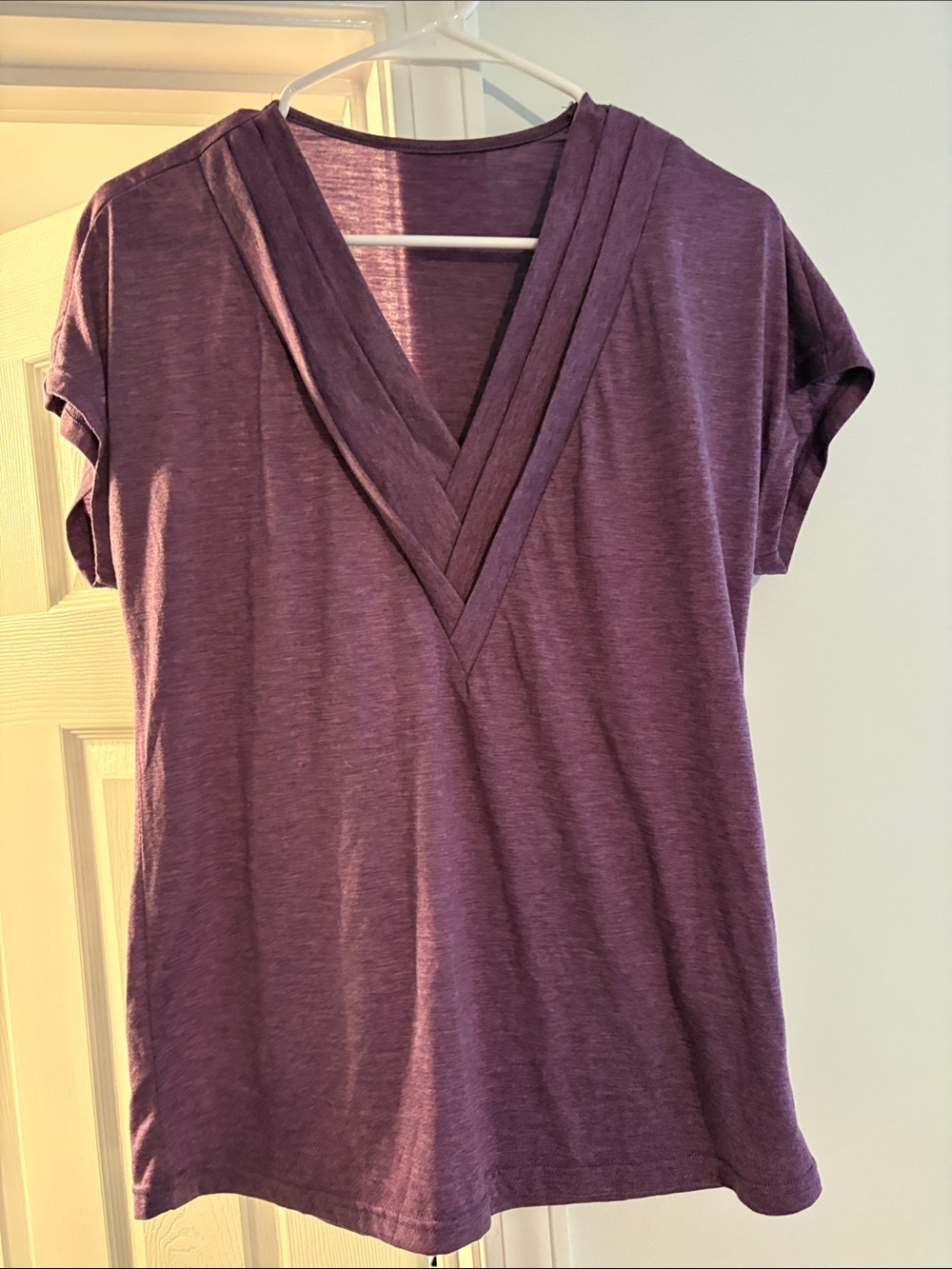 Women's V-Neck Short Sleeve Tee - Purple